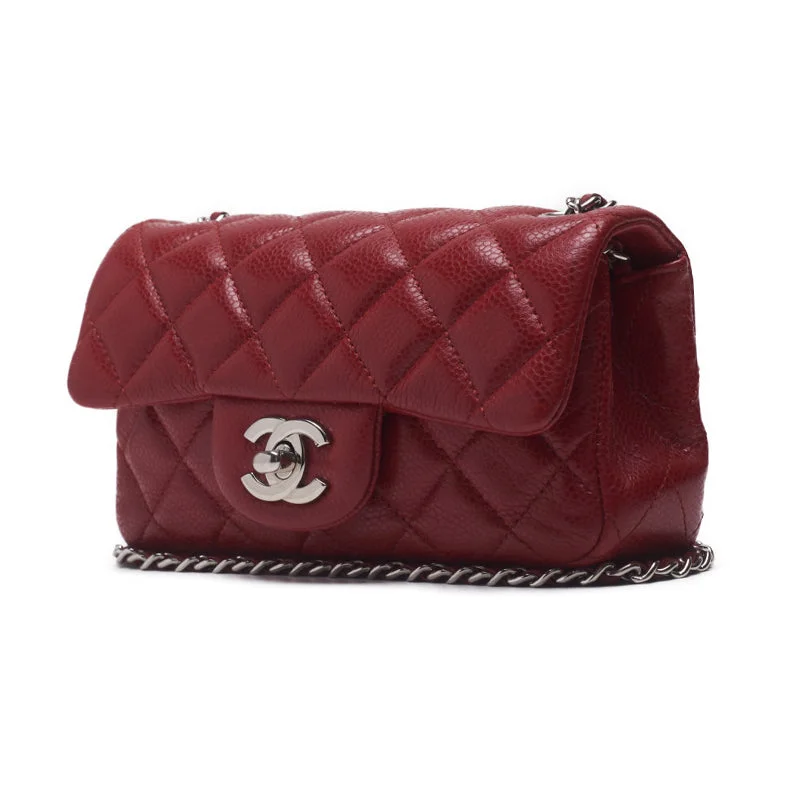 CHANEL 【CHANEL】 Mini Trace Chain Shoulder Caviar S Red (Silver G ) Shoulder Bag Miniature Shoulder Bag  Bag Hybrid 【 Ship】 Netherlands Online