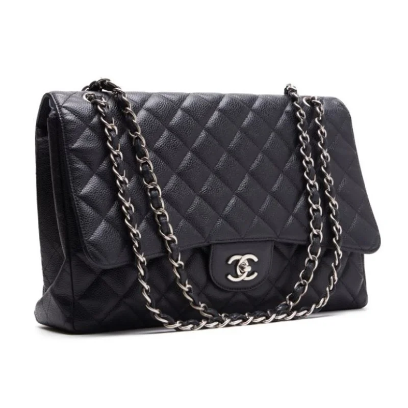 CHANEL Deca Double Flap Chain Shoulder Caviar S Black (Silver G ) Shoulder Bag Mini Shoulder Bag  Bag Hybrid 【 Delivery】 Netherlands Online