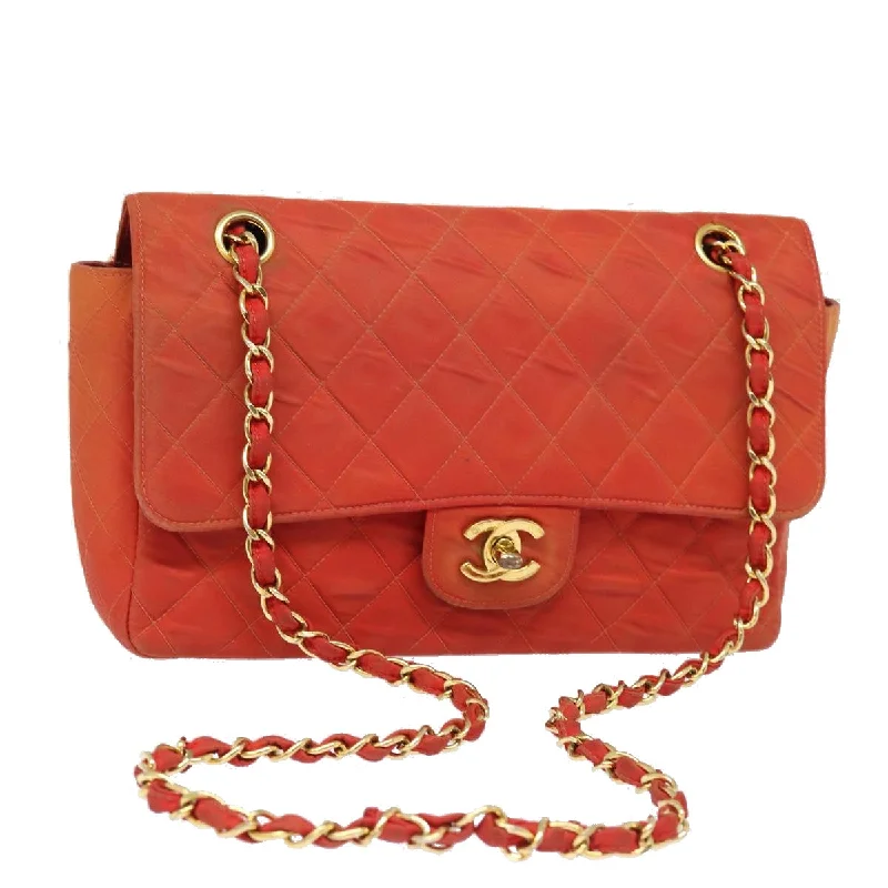 CHANEL Matelasse Chain Shoulder Bag Nylon Orange CC  84479