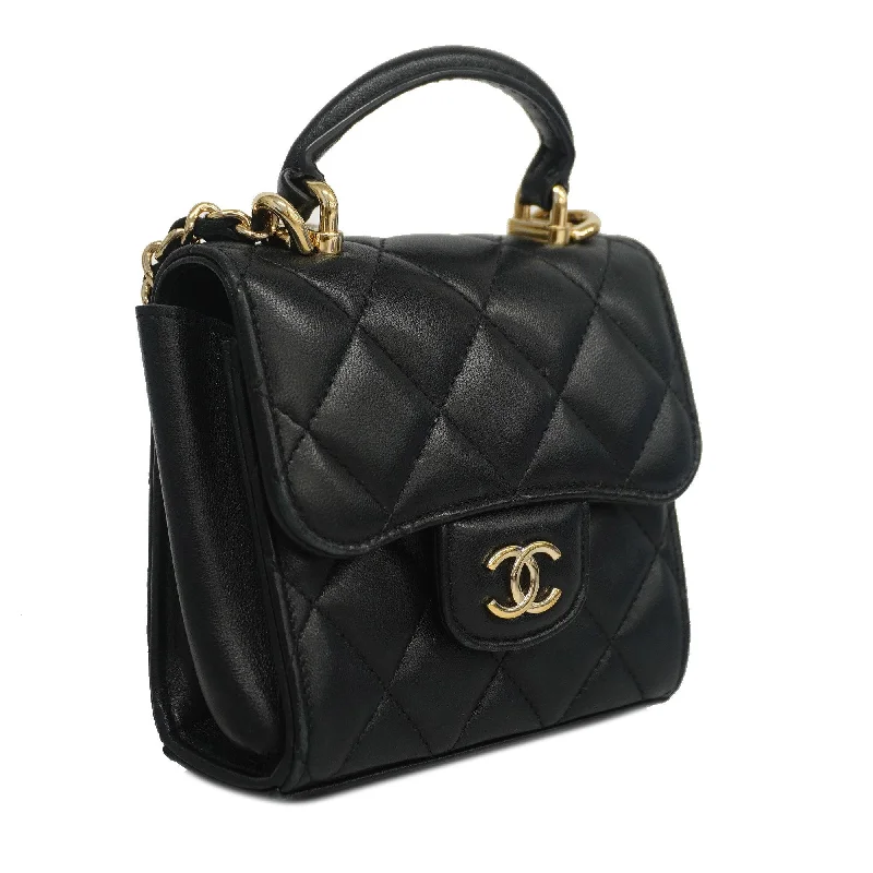 CHANEL  Matelasse Chain Shoulder Women's Lambskin Black