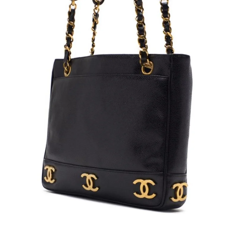 CHANEL Triple Coco Double Chain Shoulder  Ball Charm Caviar S Black  Shoulder Bag Mini Shoulder Bag  Shoulder Bag Hybrid  Ship