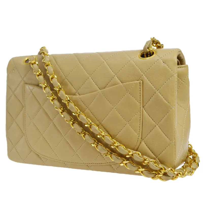 CHANEL 1989-1991 Classic Double Flap Small Beige Lambskin 56601