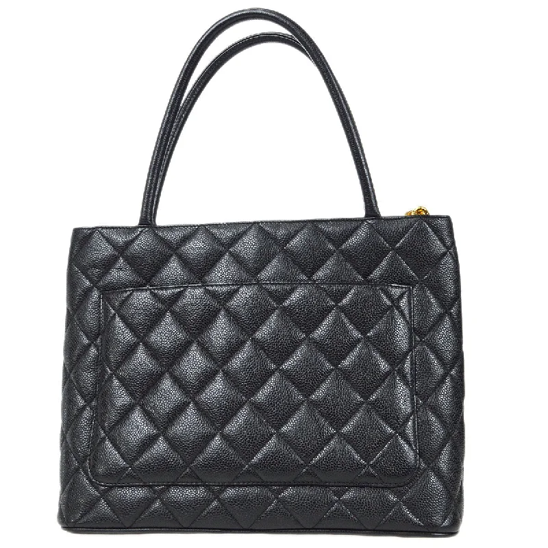 CHANEL 2000-2001 Medallion Tote Black Caviar 97414