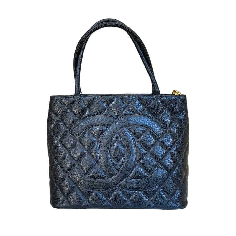 Caviar Quilted Vintage Medallion Tote Black GHW