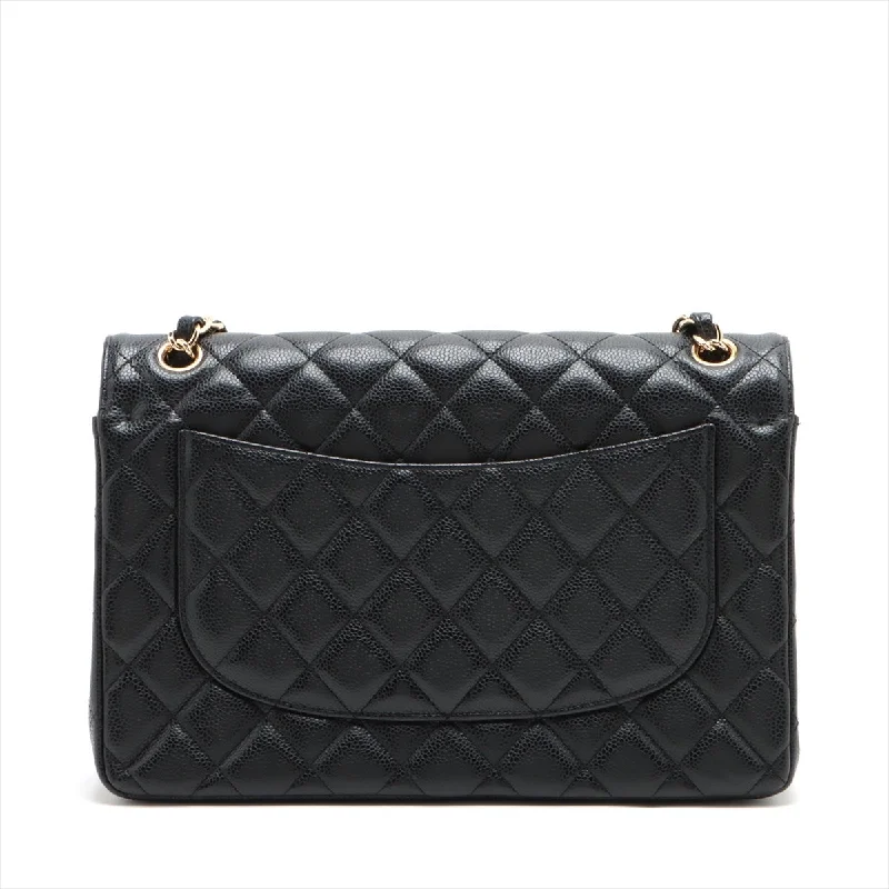 CHANEL DECAMATRASSE 30  Caviar S Double Flap Double Chain Bag Black G  15th A58600