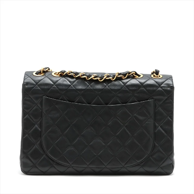 CHANEL DECAMATRASSE 34 MAXI RUMSKIN Single Flap Double Chain Bag Black G  A58601 Gold Tools Nonede Noise