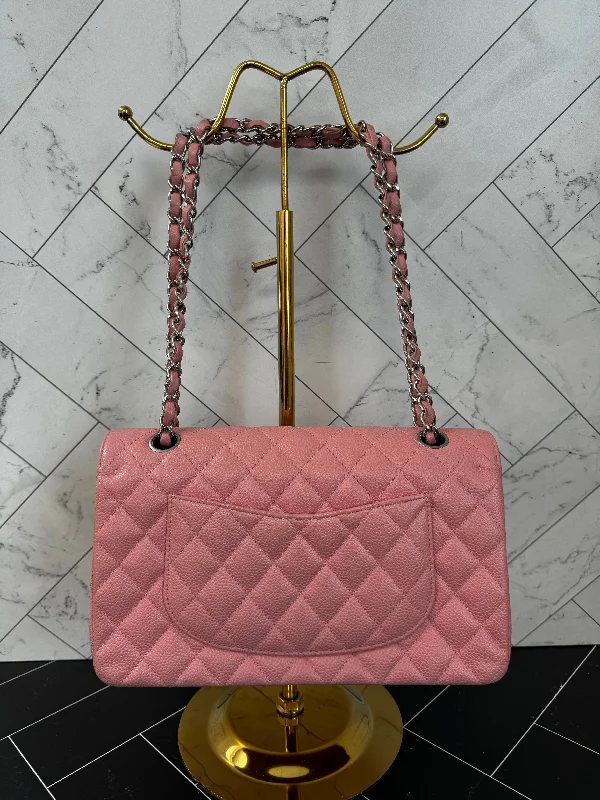 Chanel Double Flap Medium Caviar Rose Sakura Bag