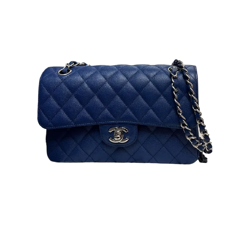 Double Flap Small Caviar Quilted Blue GHW