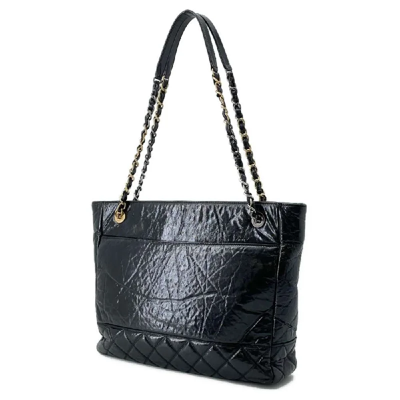 CHANEL CC Logo ShoulderTote Bag Black AS1875 Shiny Aged Calf Leather