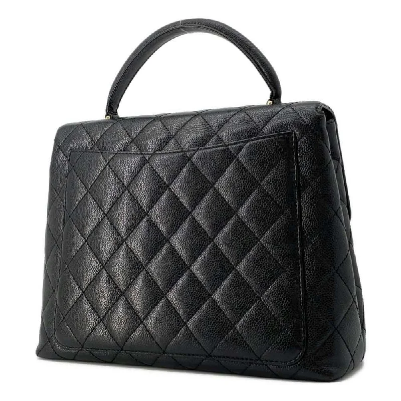 CHANEL Matelasse Handbag Black A12397 Caviar Leather