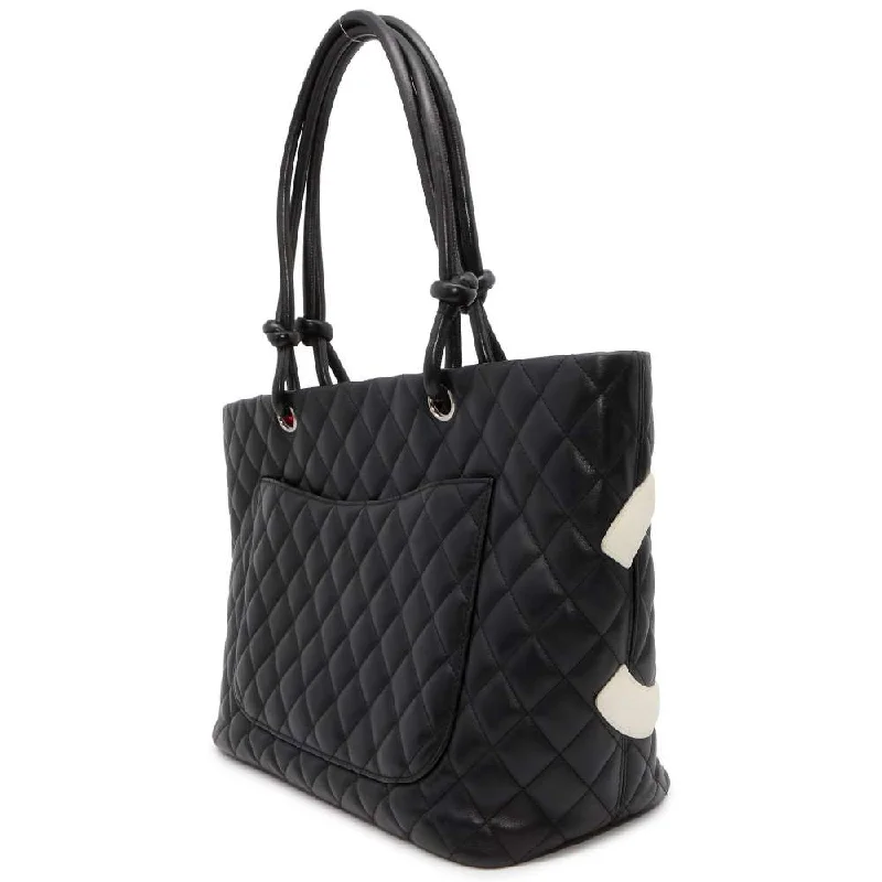 CHANEL Cambon line Tote Bag Black A25169 Leather Size Large