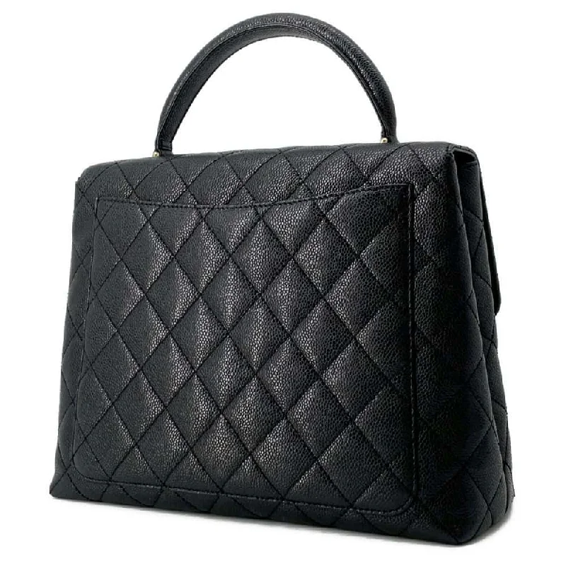 CHANEL Matelasse Handbag Black A12397 Caviar Leather