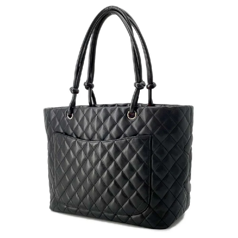 CHANEL Cambon line Tote Bag Black A25169 Leather Size Large