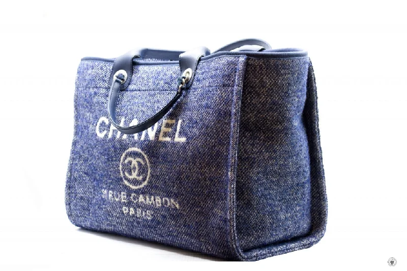 Chanel A69941 B06387 NE267 Deauville Shopping Tote Mixed Fibers Fabric Tote B Blue   NE267 Fabric Tote Bag Shw