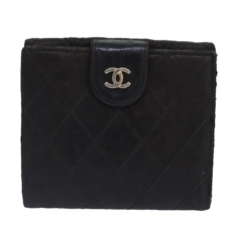 CHANEL Bicolore Wallet Leather Black Gold CC  bs16876