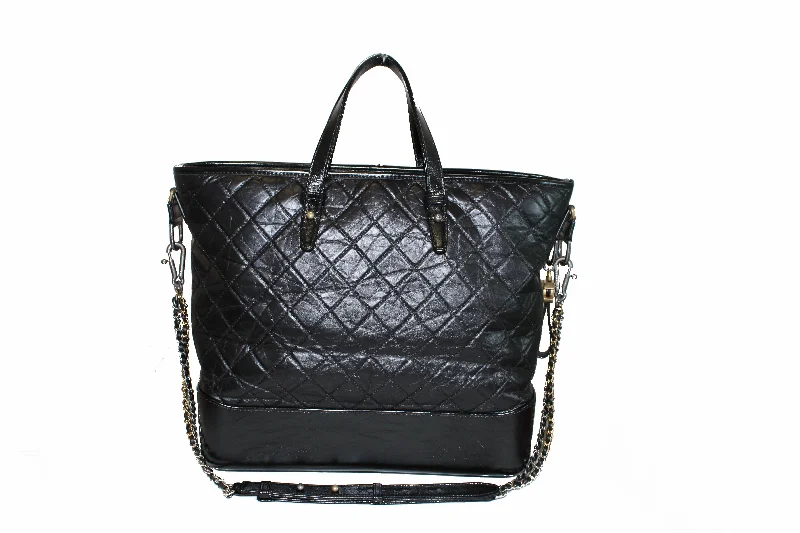 Chanel Black Aged Calfskin Quilted Large Gabrielle Shopping Tote