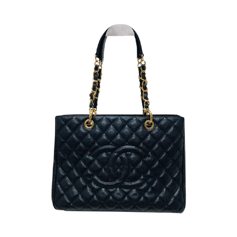 Chanel Black Caviar GST Leather Grand Shopping Tote in Black