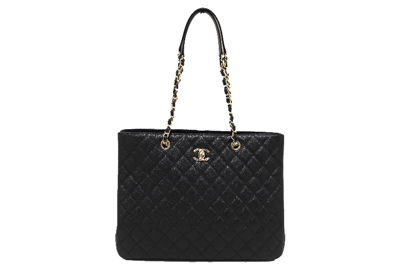 Chanel Black Quilted Caviar Leather Large Shopping Tote Bag