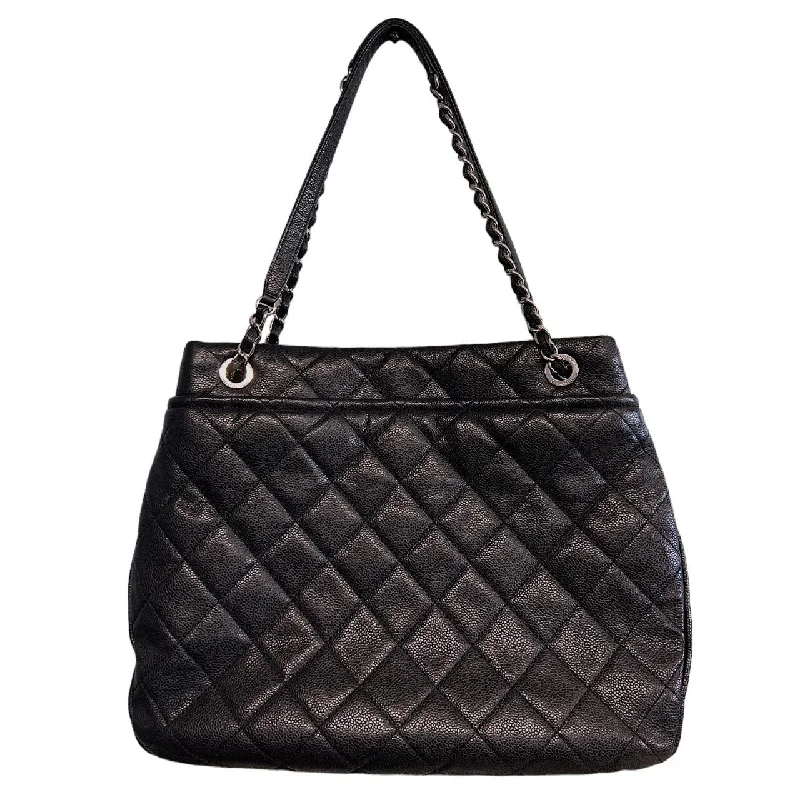 Chanel Black Quilted Caviar Timeless Soft Shopper Tote