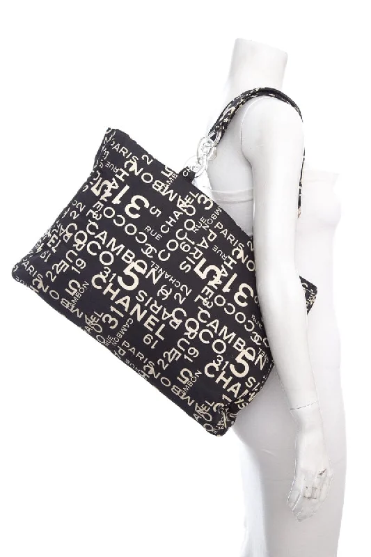 Chanel Black & White Rue Cambon Canvas Beach Tote