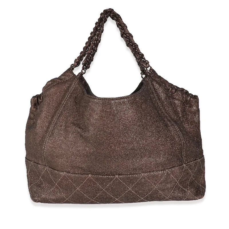 CHANEL Brown Distressed Caviar Coco Cabas XL Tote