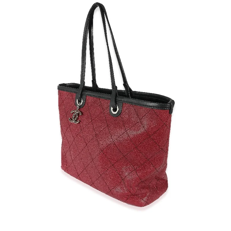 CHANEL Burgundy Quilted Caviar Fever Tote