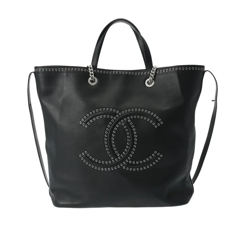 CHANEL Cava Large Size Black Women's Leather Tote Bag