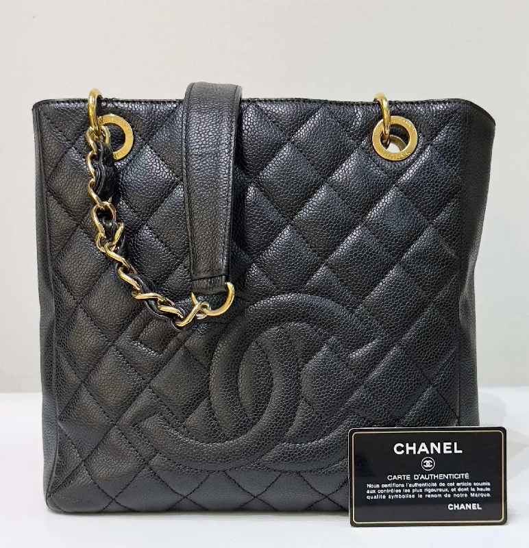 Chanel Caviar Quilted Petit Shopping Tote PST Black