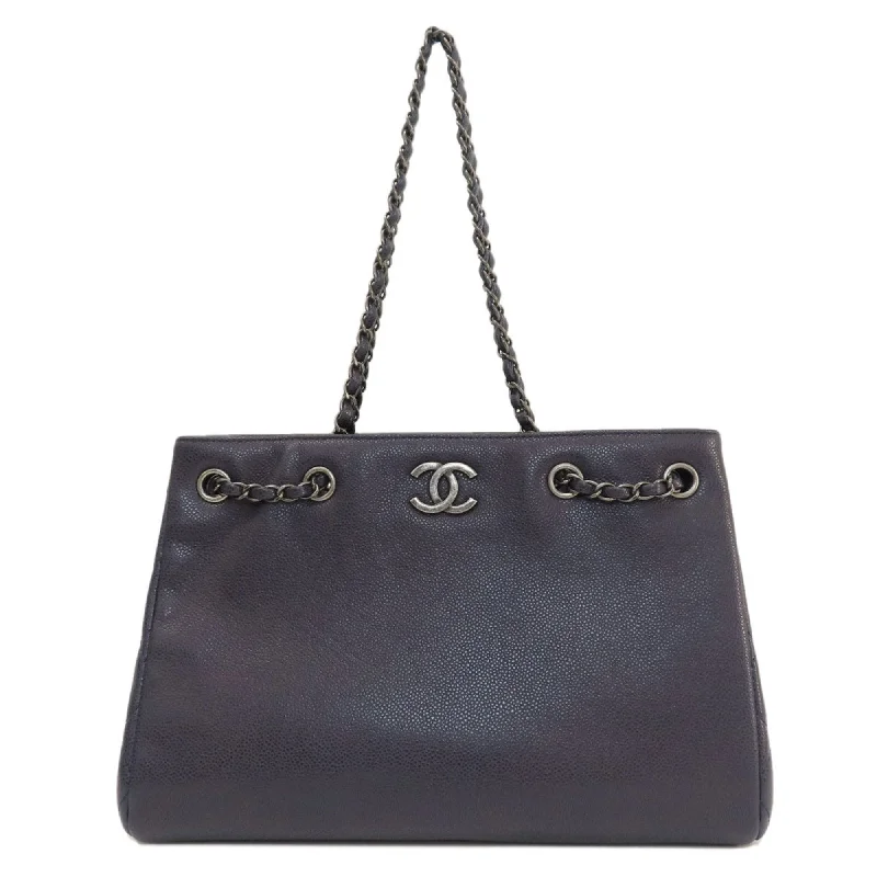 Chanel Chain Bag Coco Mark Tote Caviar Skin Women's