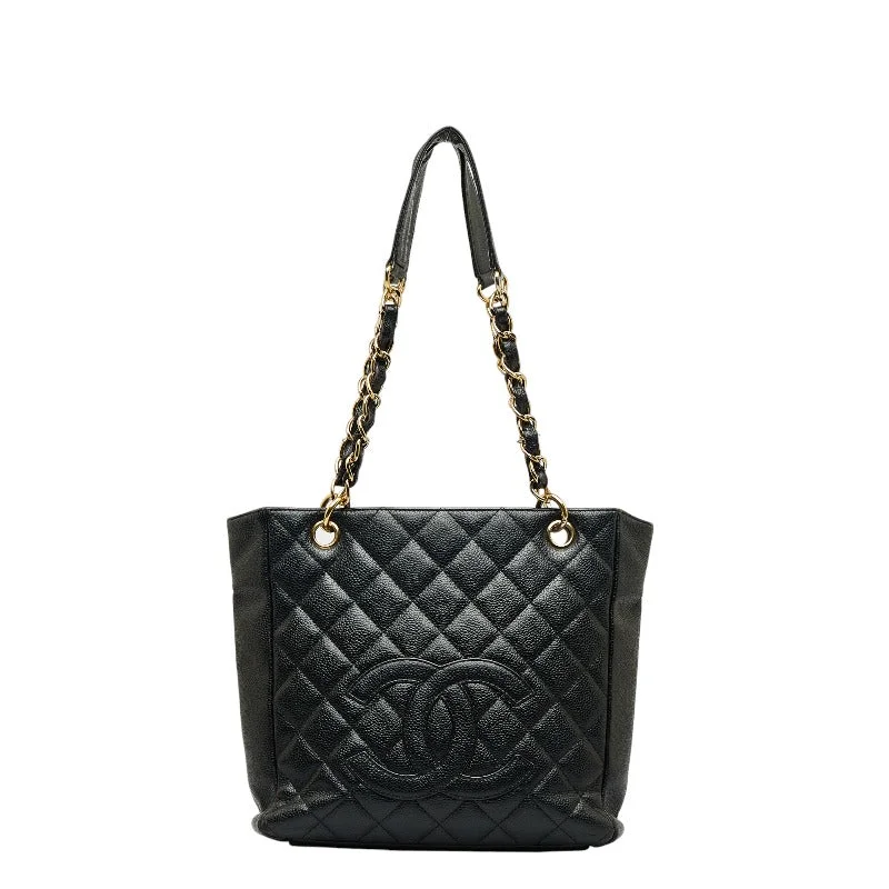 Chanel Cocomark Mattress PT Tortoise Chain Handbag Black Gold Caviar S  CHANEL