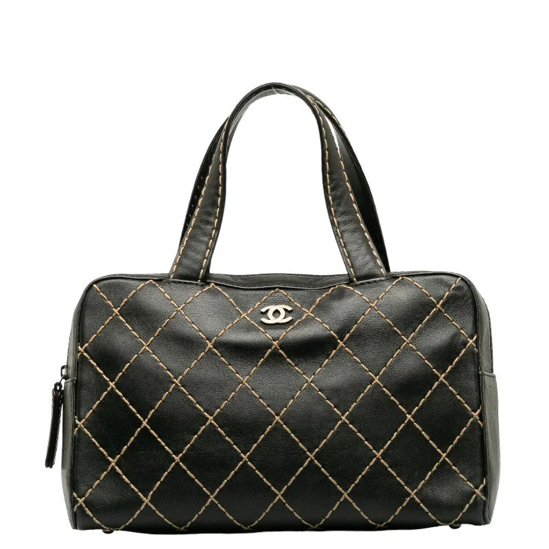 Chanel Cocomark Wild tick Handbags Boston Bag Black Leather  Chanel