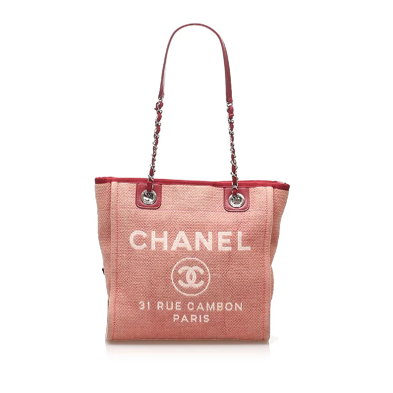 Chanel Deauville Canvas Tote Bag Pink