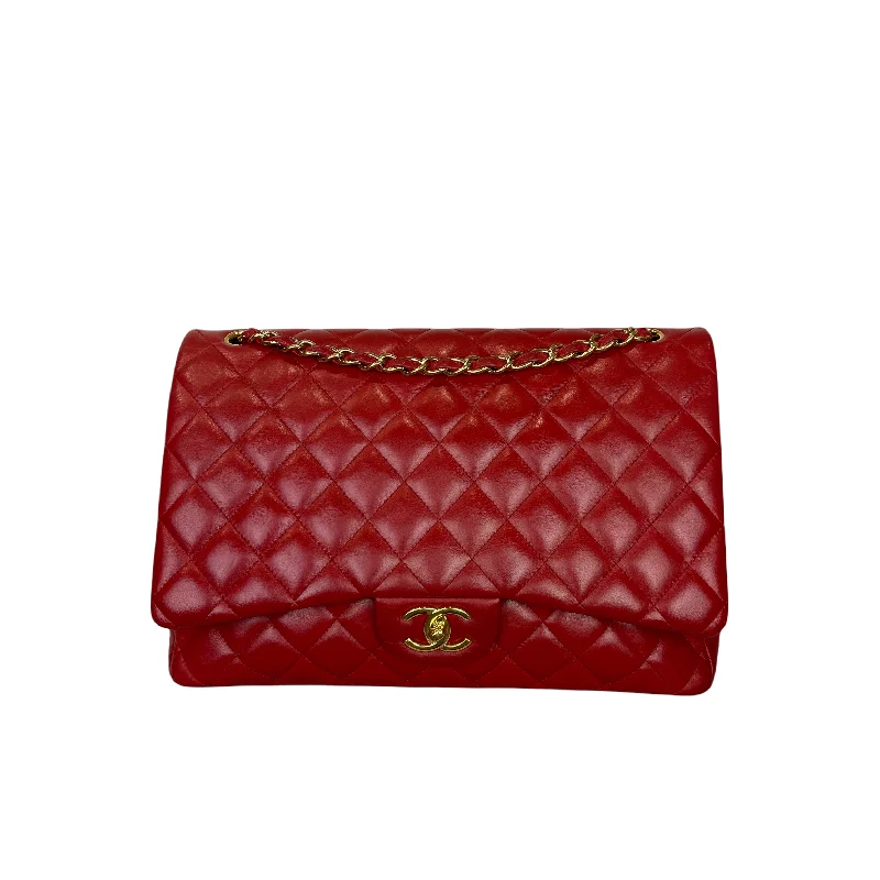 Double Flap Maxi Lambskin Red GHW