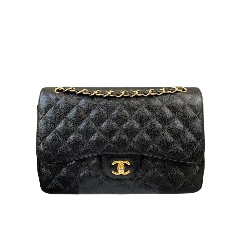 Jumbo Classic Double Flap Caviar Black GHW