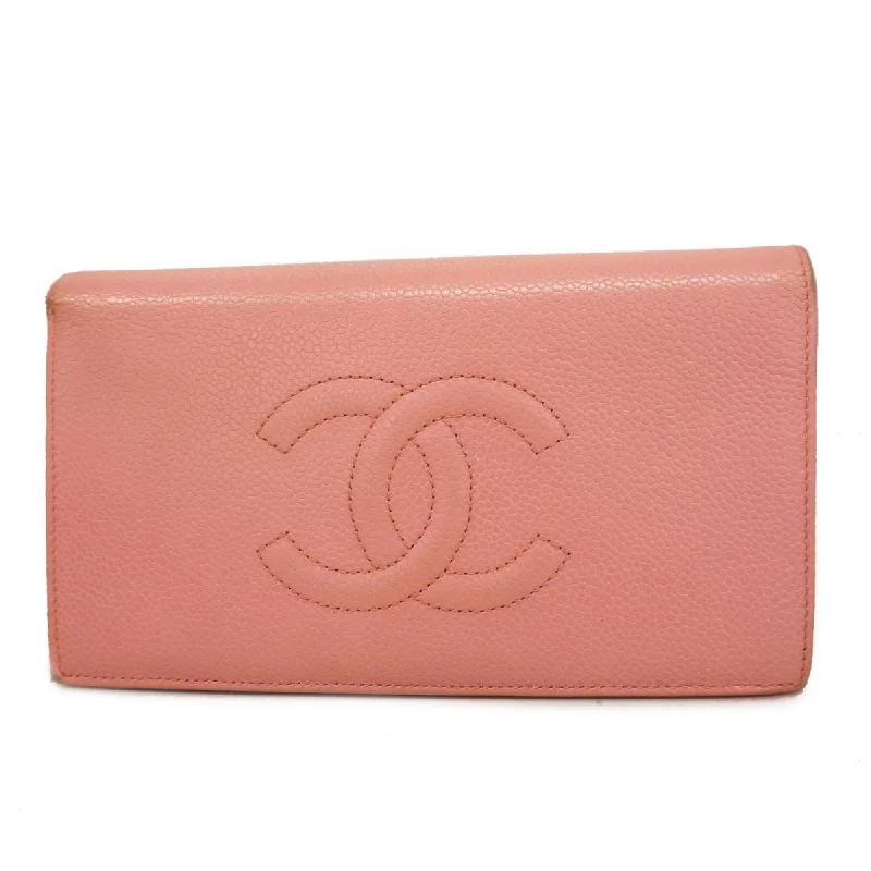 Chanel long wallet caviar skin pink ladies