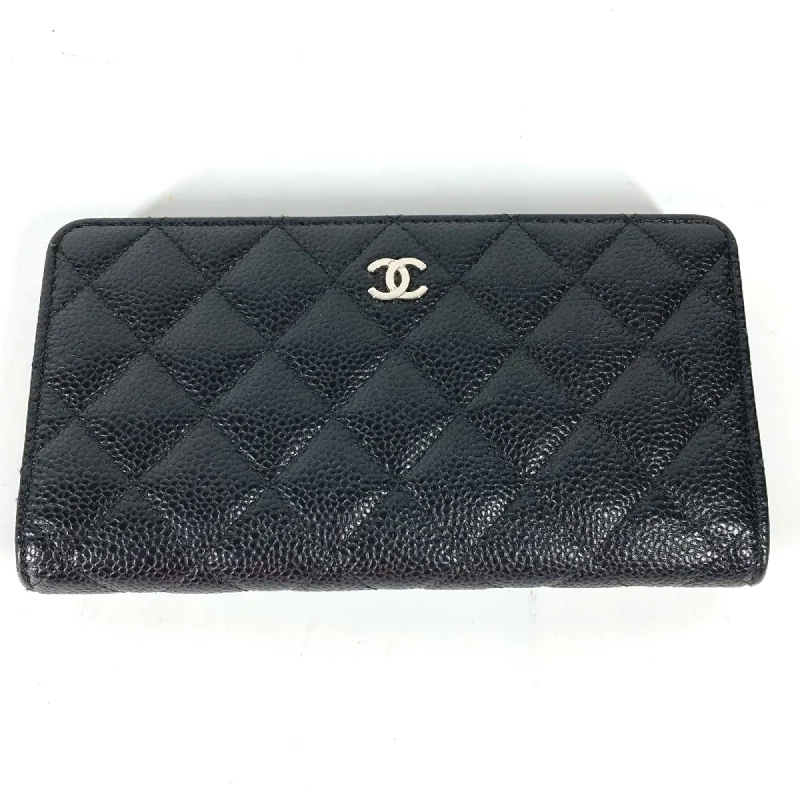 Chanel Long wallet Two fold Long Wallet Black SilverHardware