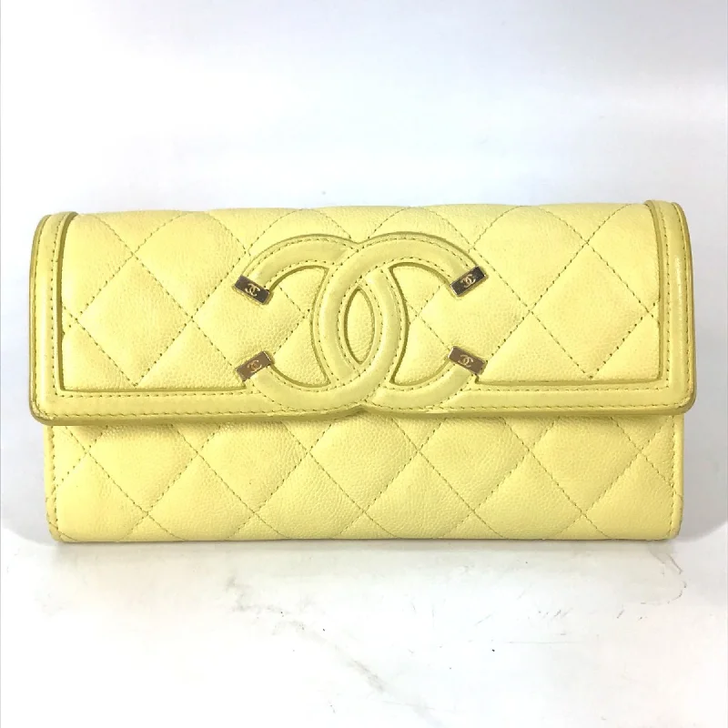 Chanel Long wallet Two fold Long Wallet yellow