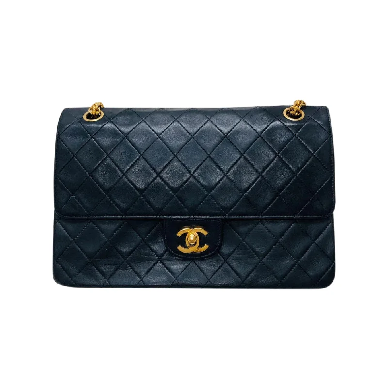 Mademoiselle Vintage Double Flap Medium in Black Lambskin with GHW with Reissue Strap