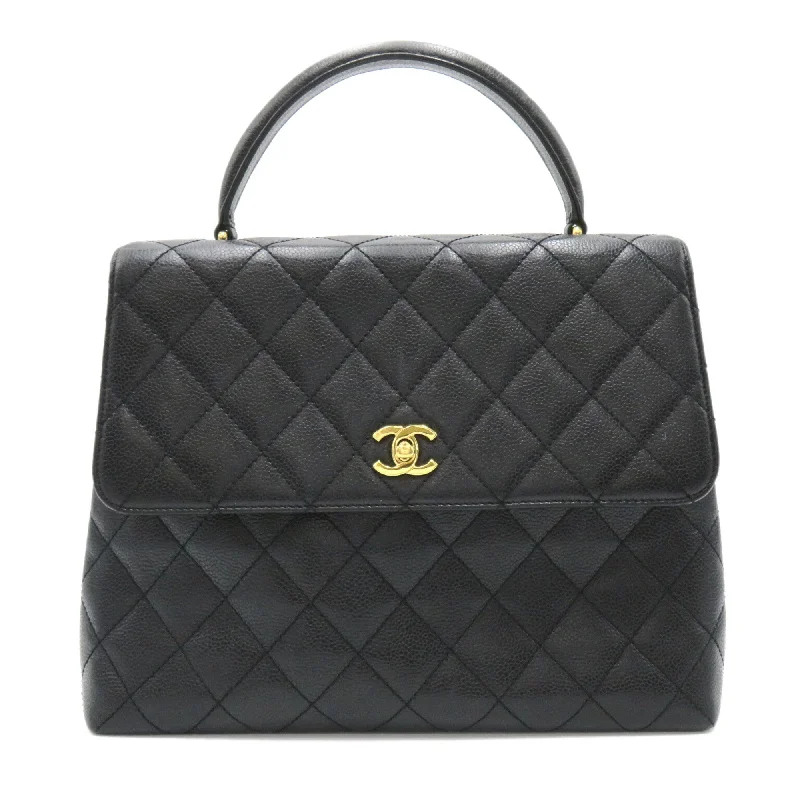 CHANEL Matelasse Handbag Black Caviar Skin (Grained Calf)