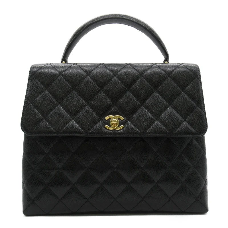 CHANEL Matelasse Handbag Black Caviar Skin (Grained Calf)