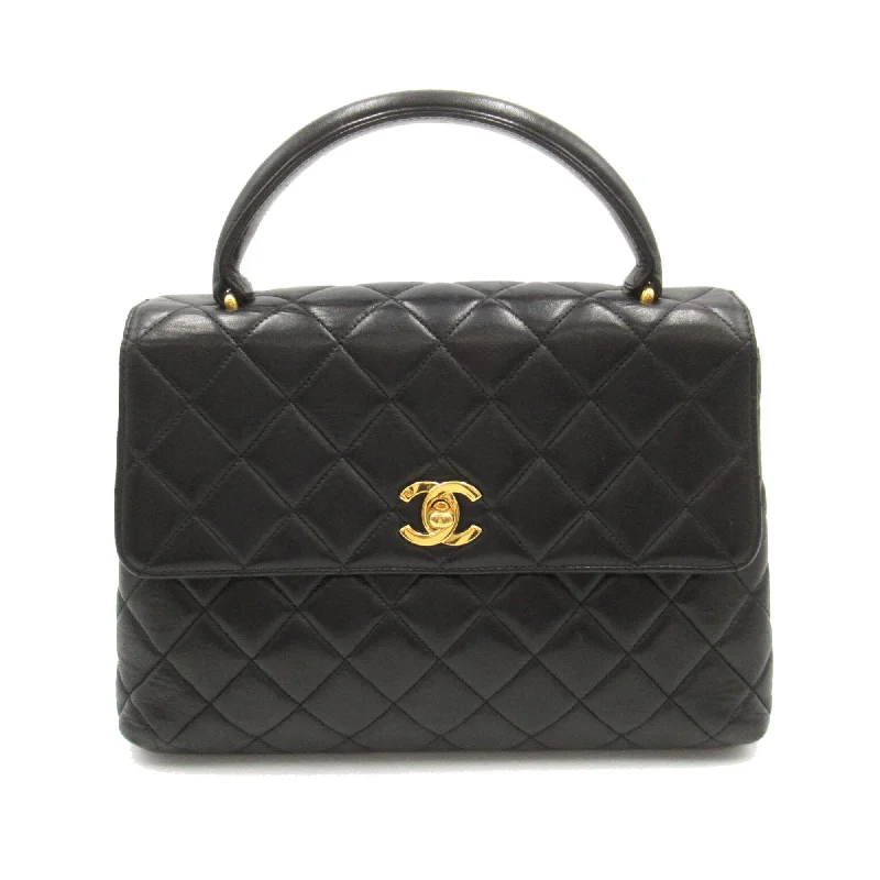 CHANEL Matelasse Handbag Black Lambskin (sheep leather)