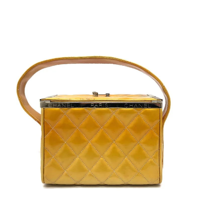 Chanel Matelasse Vanity bag Hand Bag Yellow Based SilverHardware