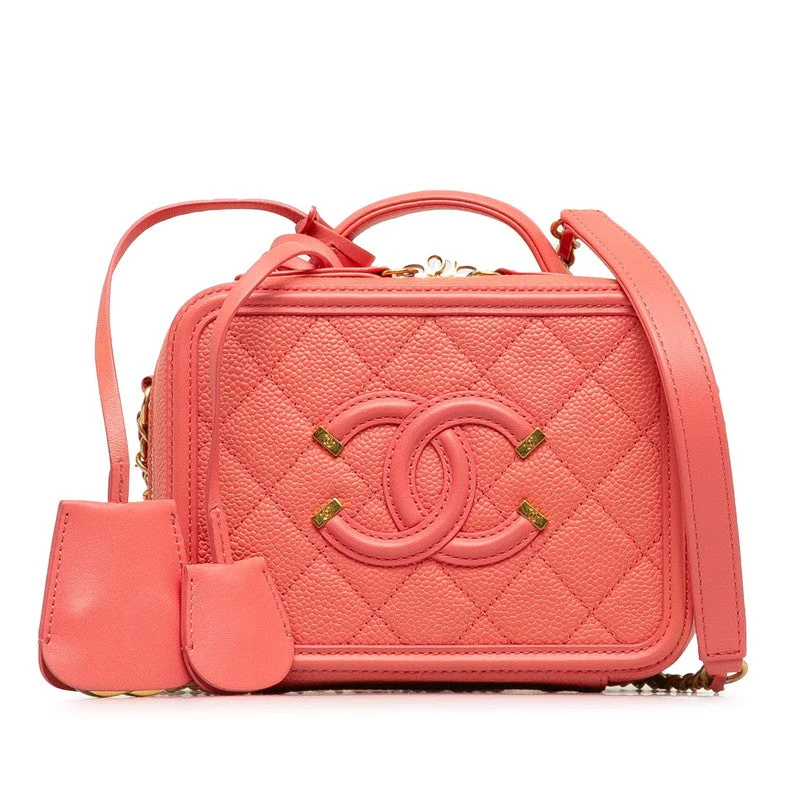 Chanel Matrases Coco Mark CC Figure Handbags houlder Bag 2WAY Pink Caviar S  CHANEL