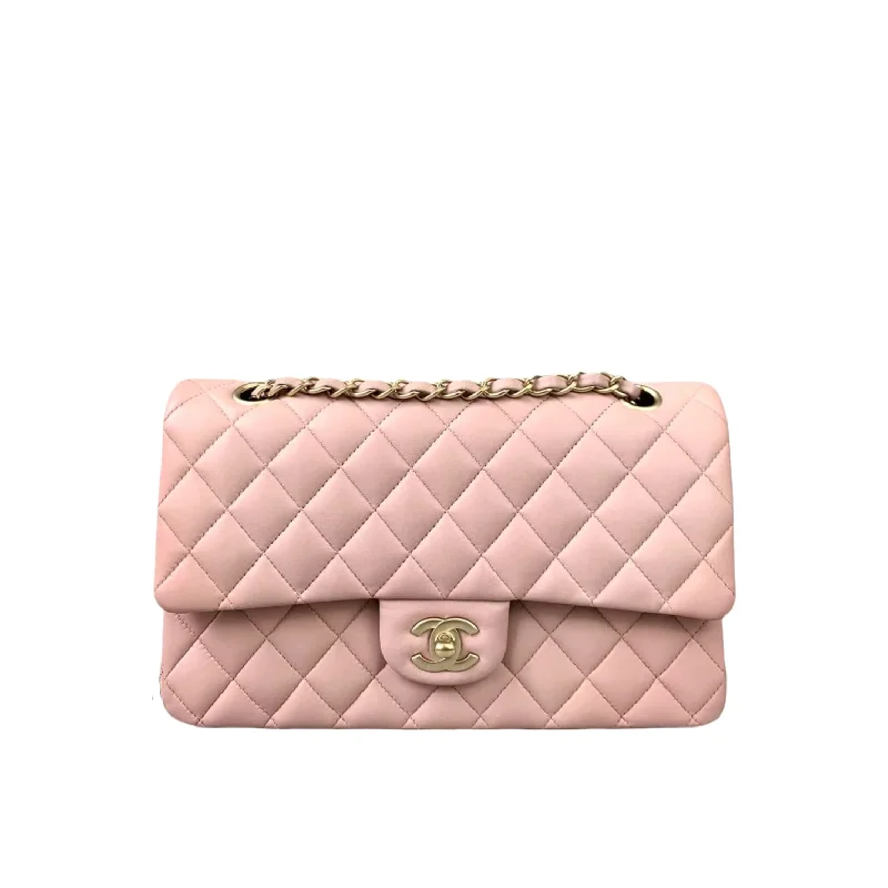 Medium Classic Double Flap Lambskin Light Pink GHW