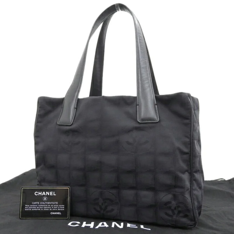 CHANEL Nylon New Line PM Tote Bag Black Ladies