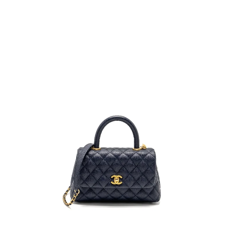 Chanel Small Coco Handle Caviar Navy GHW