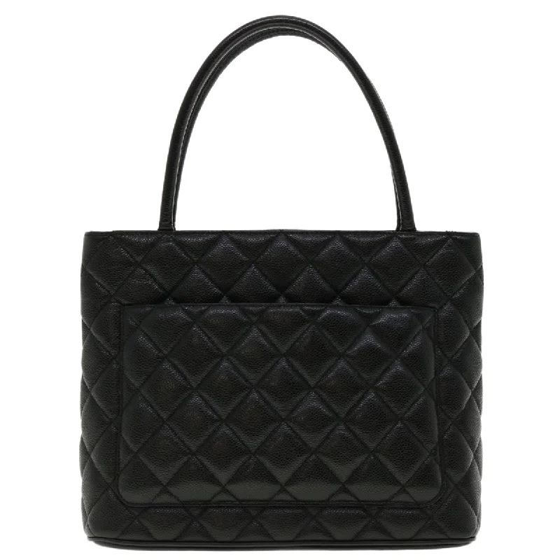 CHANEL Tote Bag Caviar Skin Black CC  am4270