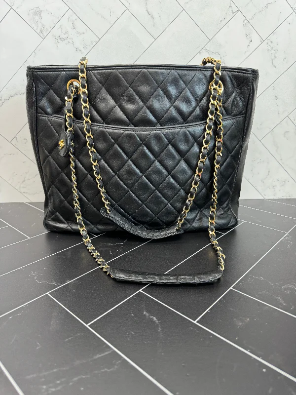 Chanel Vintage Black Lambskin Shopping Tote