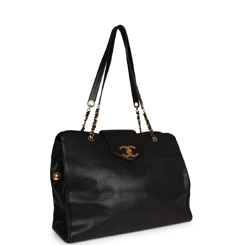 Chanel Vintage Supermodel Tote Black Caviar Gold Hardware