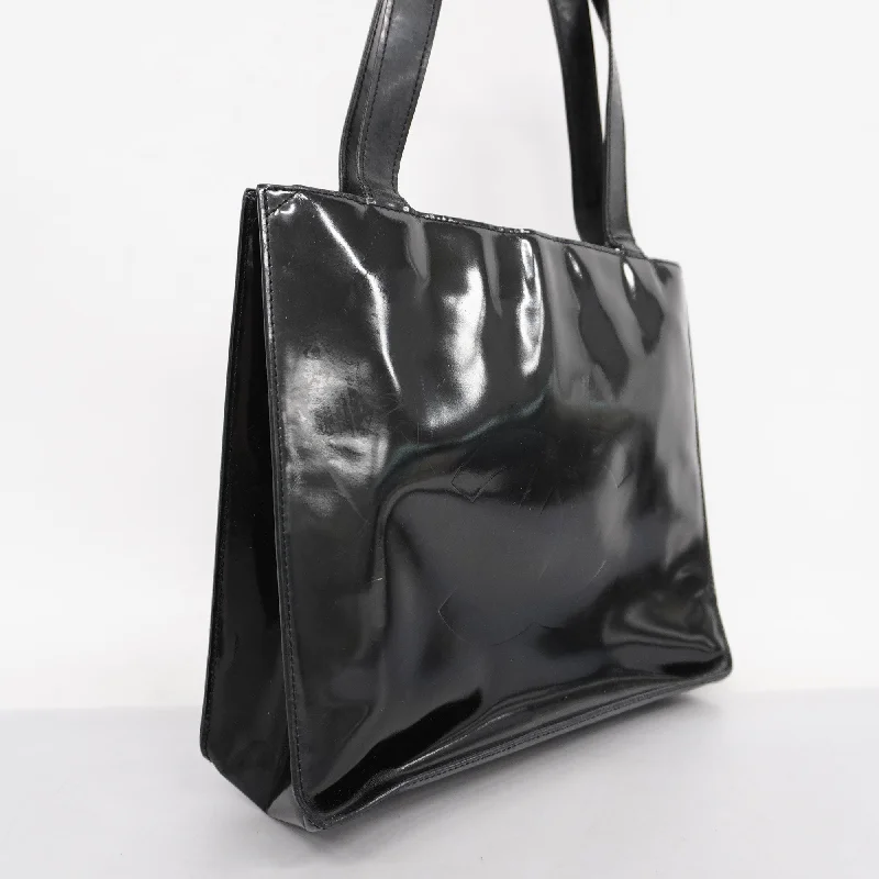 CHANEL[3cc2423]  tote bag patent leather black silver metal